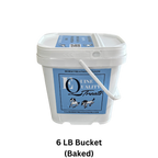 Equine Quality Treats in a white bucket with blue label on a white background